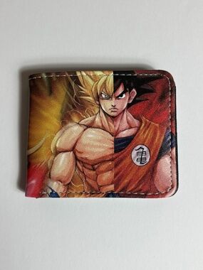 Dragonball Z Goku Faux Leather Wallet Anime 90s Money Holder Yellow Red